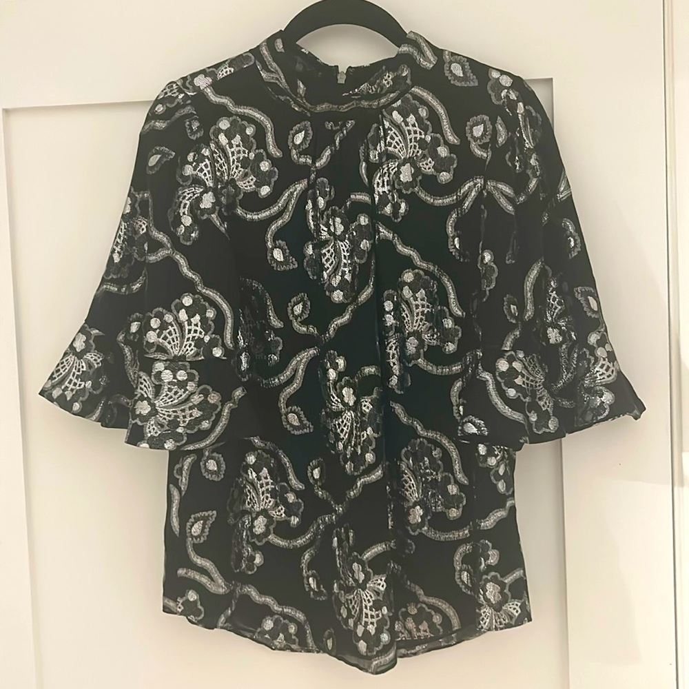 Never worn black and silver blouse - gorgeous sleeve detail